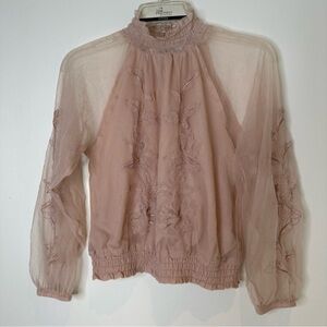 Guess Pink Puff Sleeve Blouse